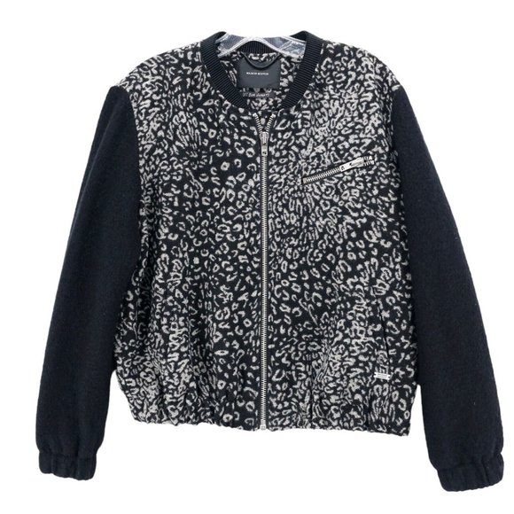 Maison Scotch Soda Leopard Animal Print Bomber Jacket Wool Blend Size 2 - Picture 1 of 11